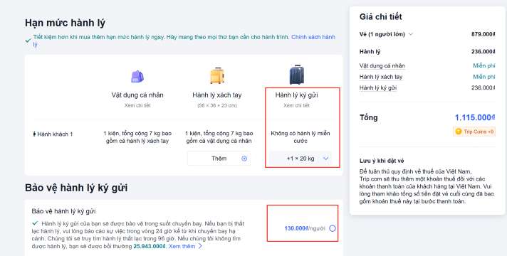 mua hành lý vietjet