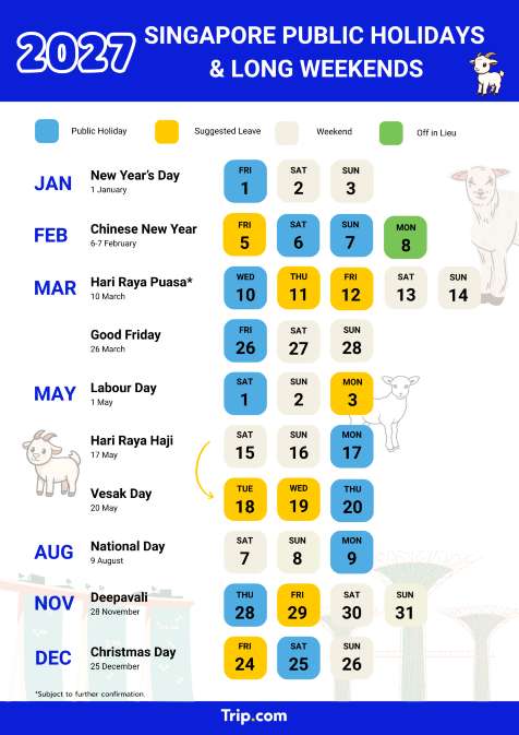Singapore Public Holidays 2027