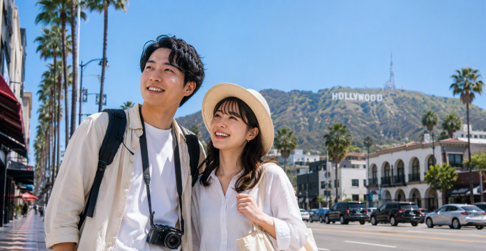 ロス旅行の日本人カップル