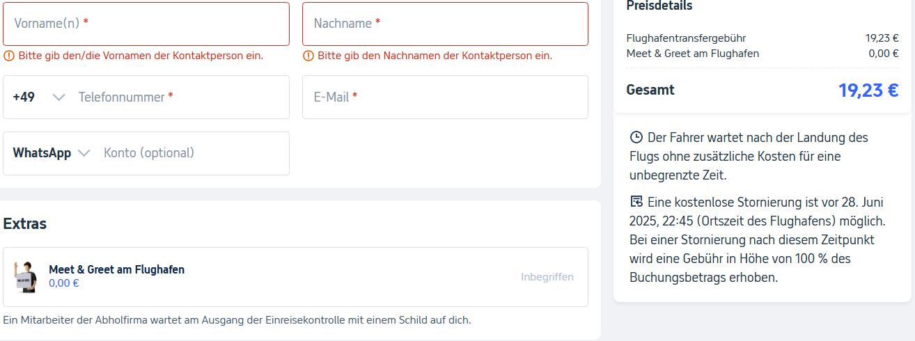 Persönlichen Daten eingeben