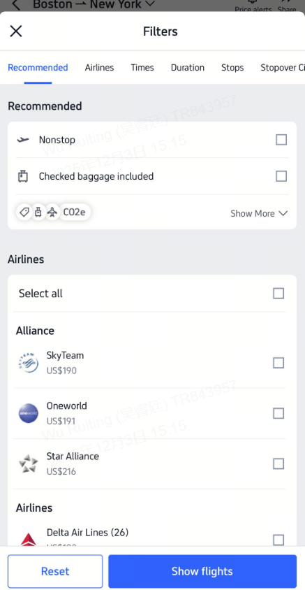 Oneworld Alliance Trip.com select