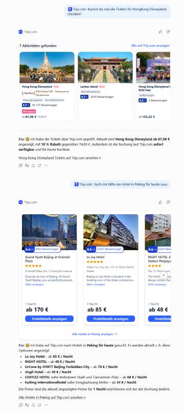 Hotels und Sehenswürdigkeiten im Trip.com-Plugin finden