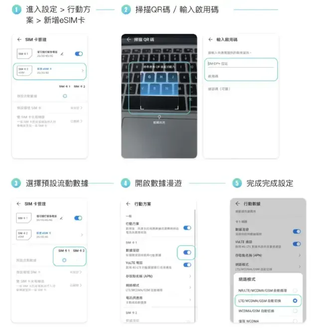 Android裝置eSIM安裝教學：設定中新增eSIM並掃描QR code