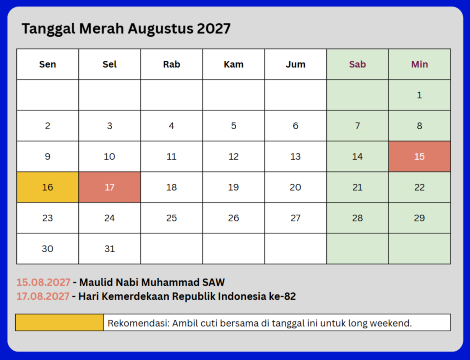 hari libur nasional 2027 agustus