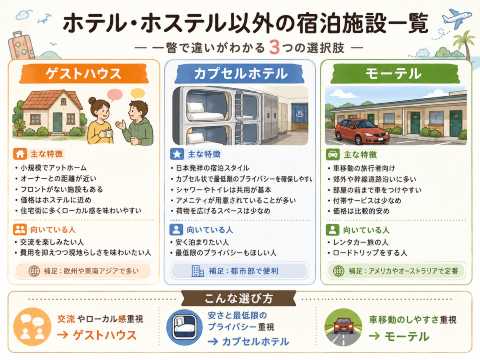 ホテルやホステル以外の宿泊施設一覧