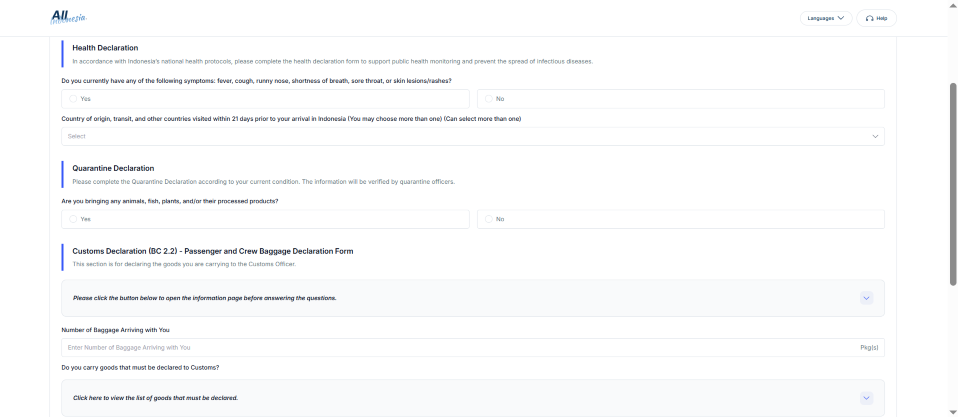 How to Fill Indonesia Arrival Card (e-CD) Online