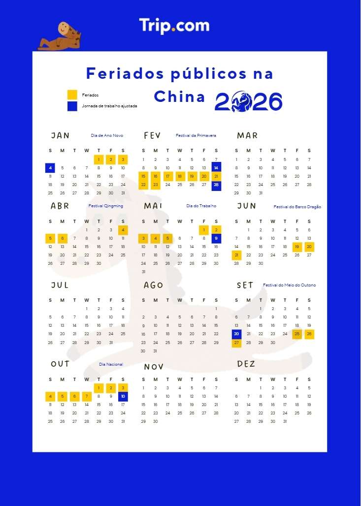 Calendário de Feriados Públicos da China em