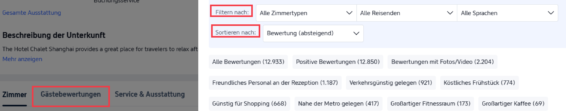 Echte Gästebewertungen & individuelle Filter