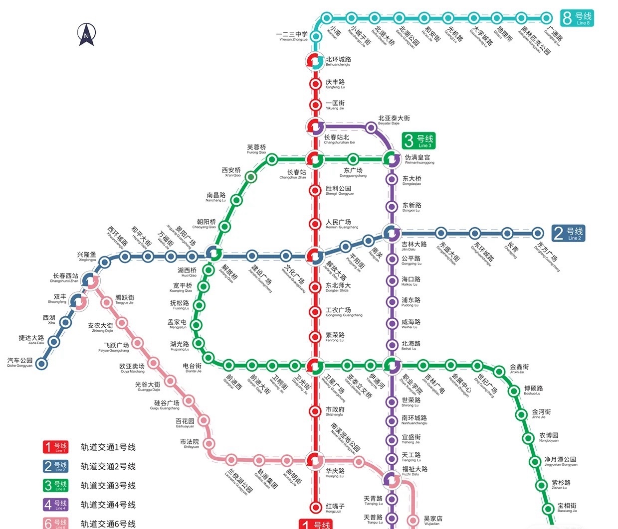 長春地下鉄の路線図