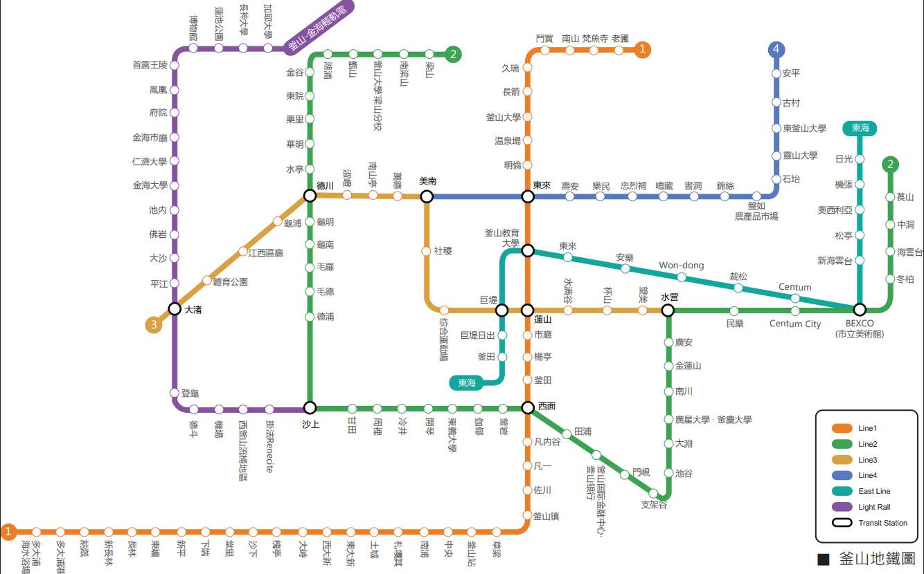 釜山地鐵圖、釜山地鐵網路圖、釜山地鐵