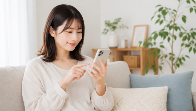 スマホを見る日本人