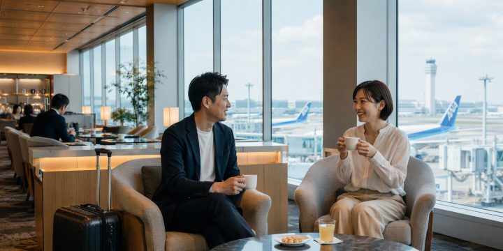 羽田空港ラウンジ会話