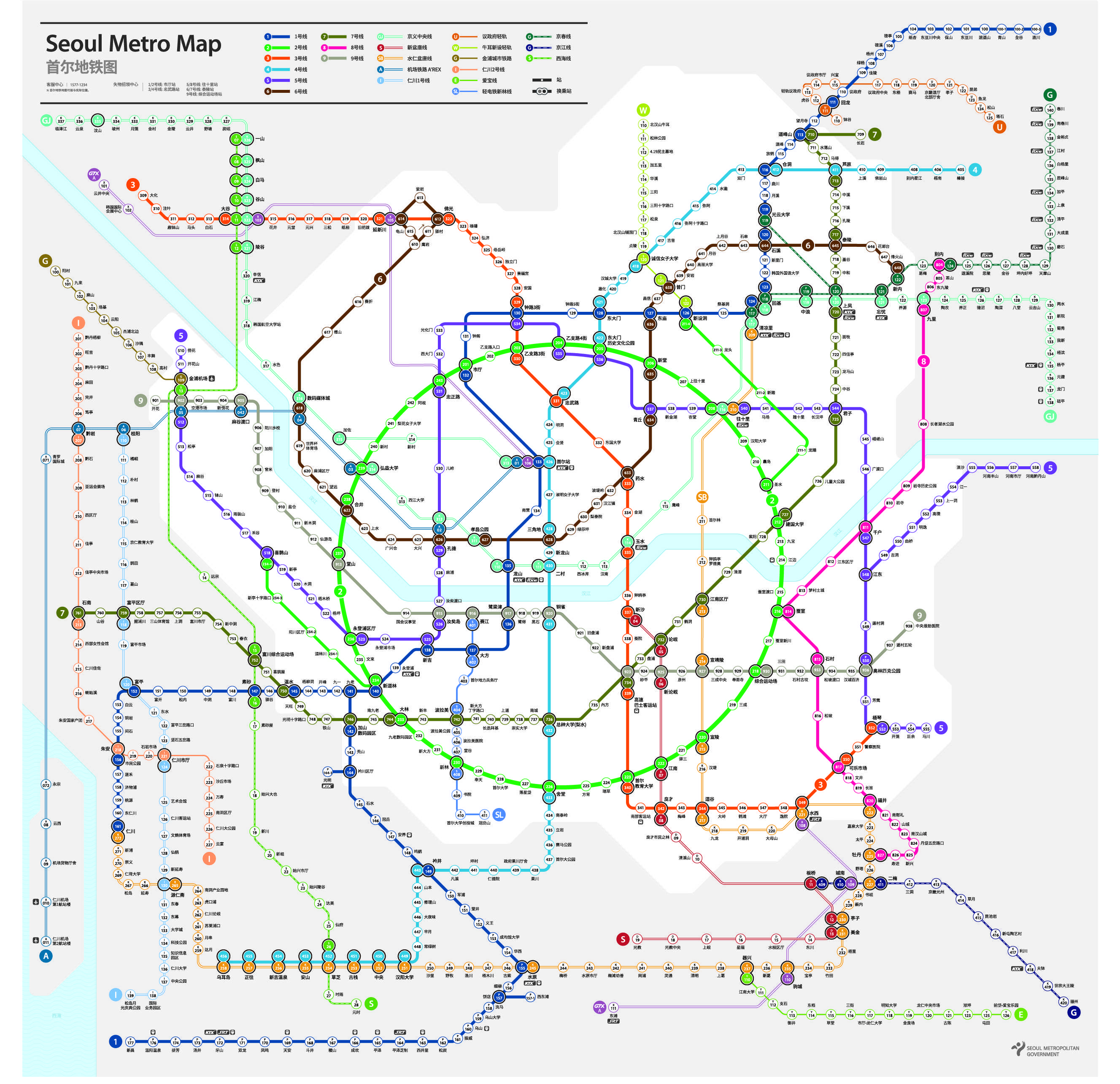 首爾地鐵圖、首爾地鐵網路圖、首爾地鐵