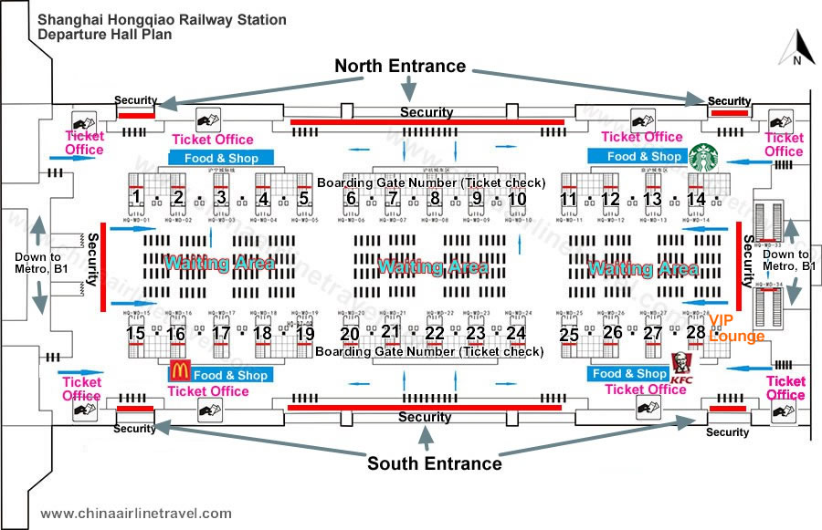 Shanghai Hongqiao Railway Station Departure Hall Map