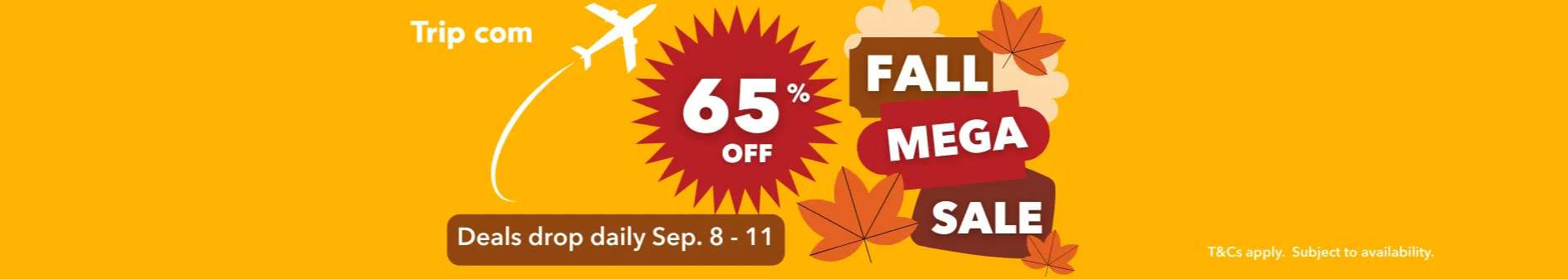 Trip.com Promo Code USA: Trip.com Fall MEGA SALE - Up to 65% OFF