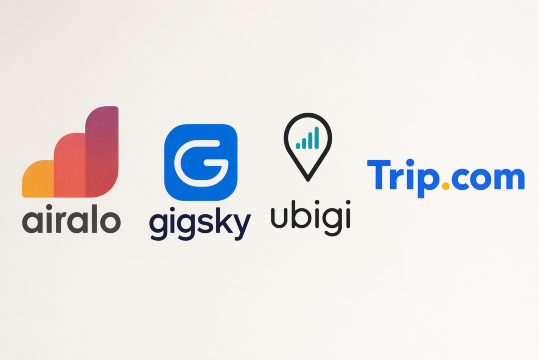 airalo, gigsky, ubigi, trip.com