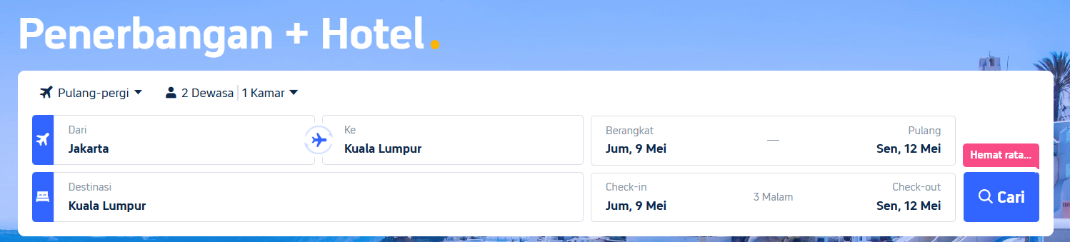 pengabungan tiket pesawat dan hotel
