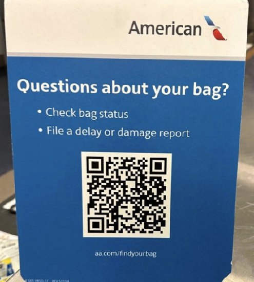 Baggage Claim QR Code AA