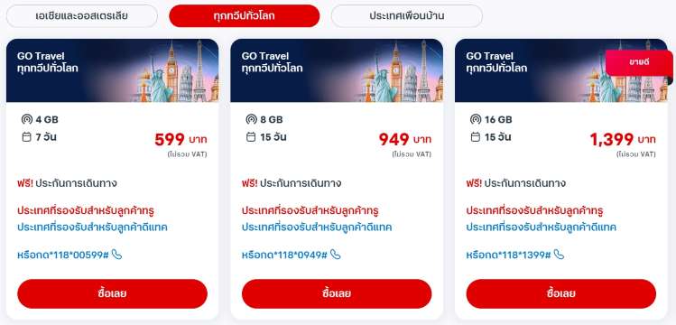 แพคเกจโรมมิ่ง DTAC Inter