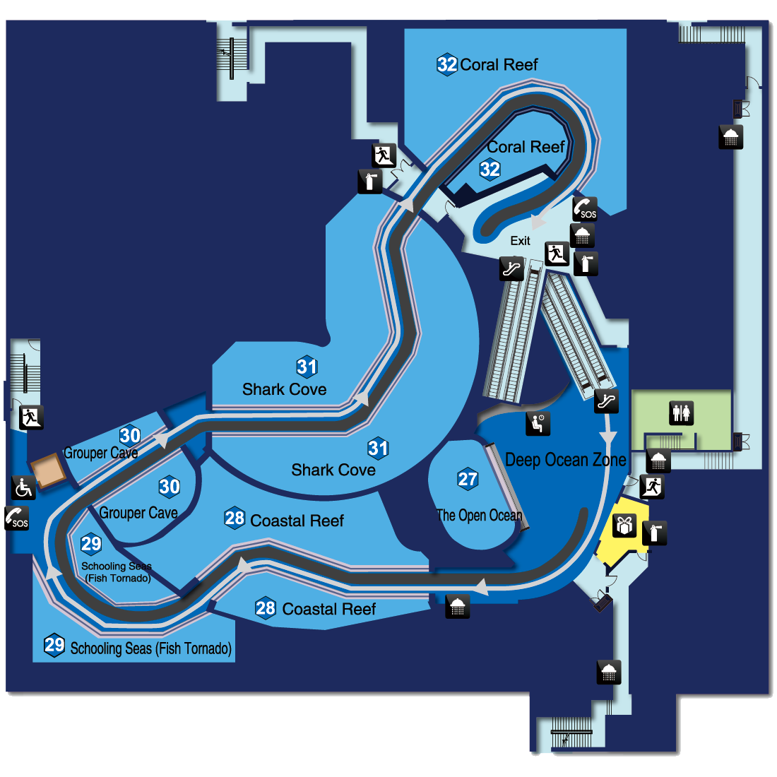 Shanghai Ocean Aquarium Map: Basement Level