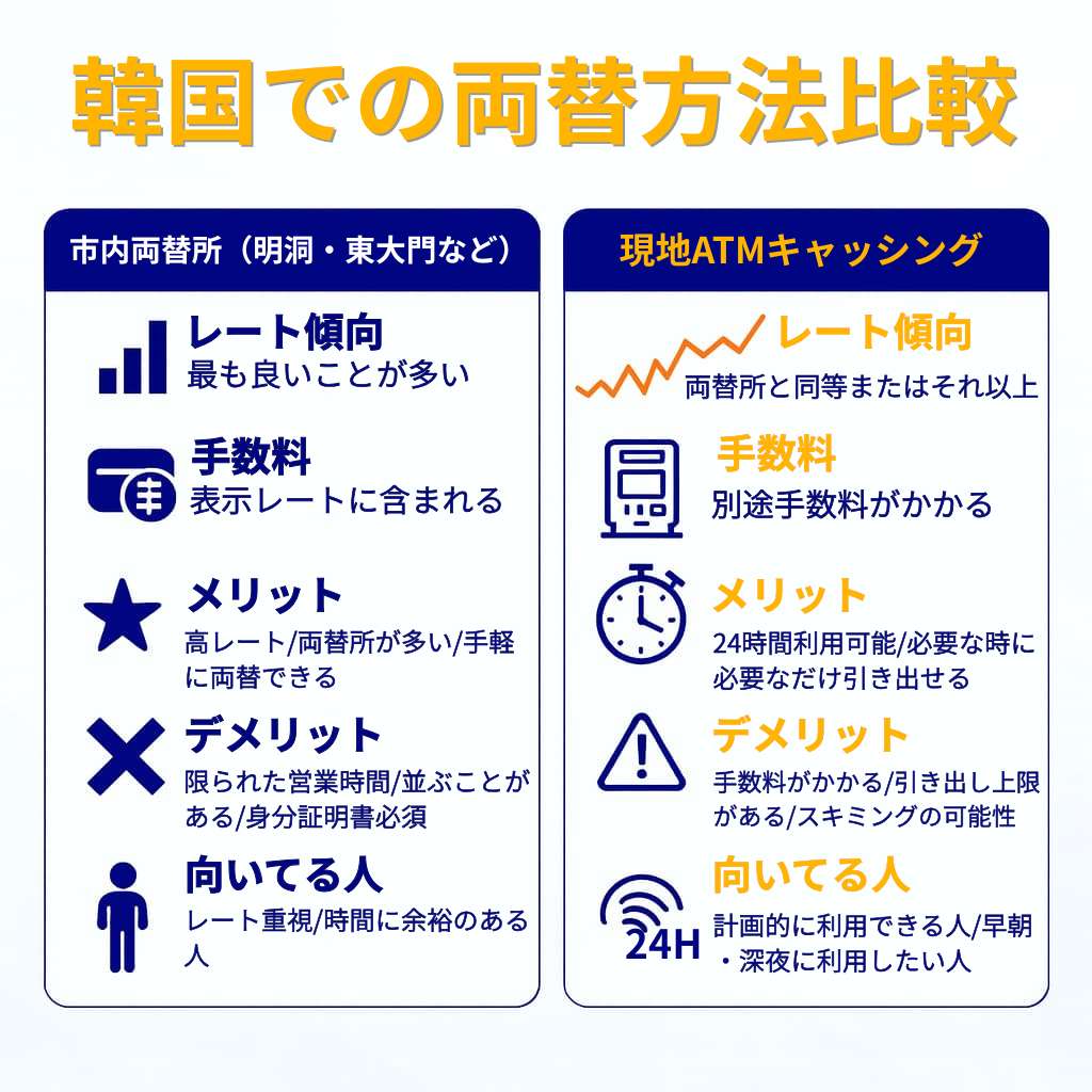 韓国での両替方法比較