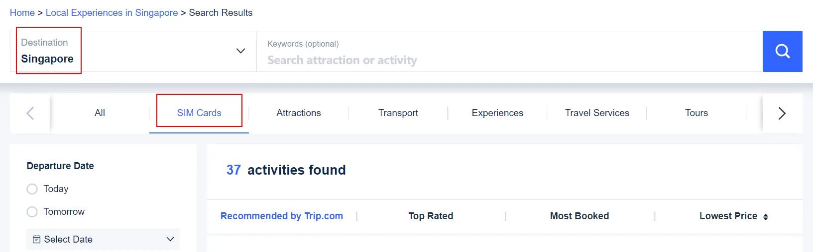 Tìm kiếm gói eSIM Singapore