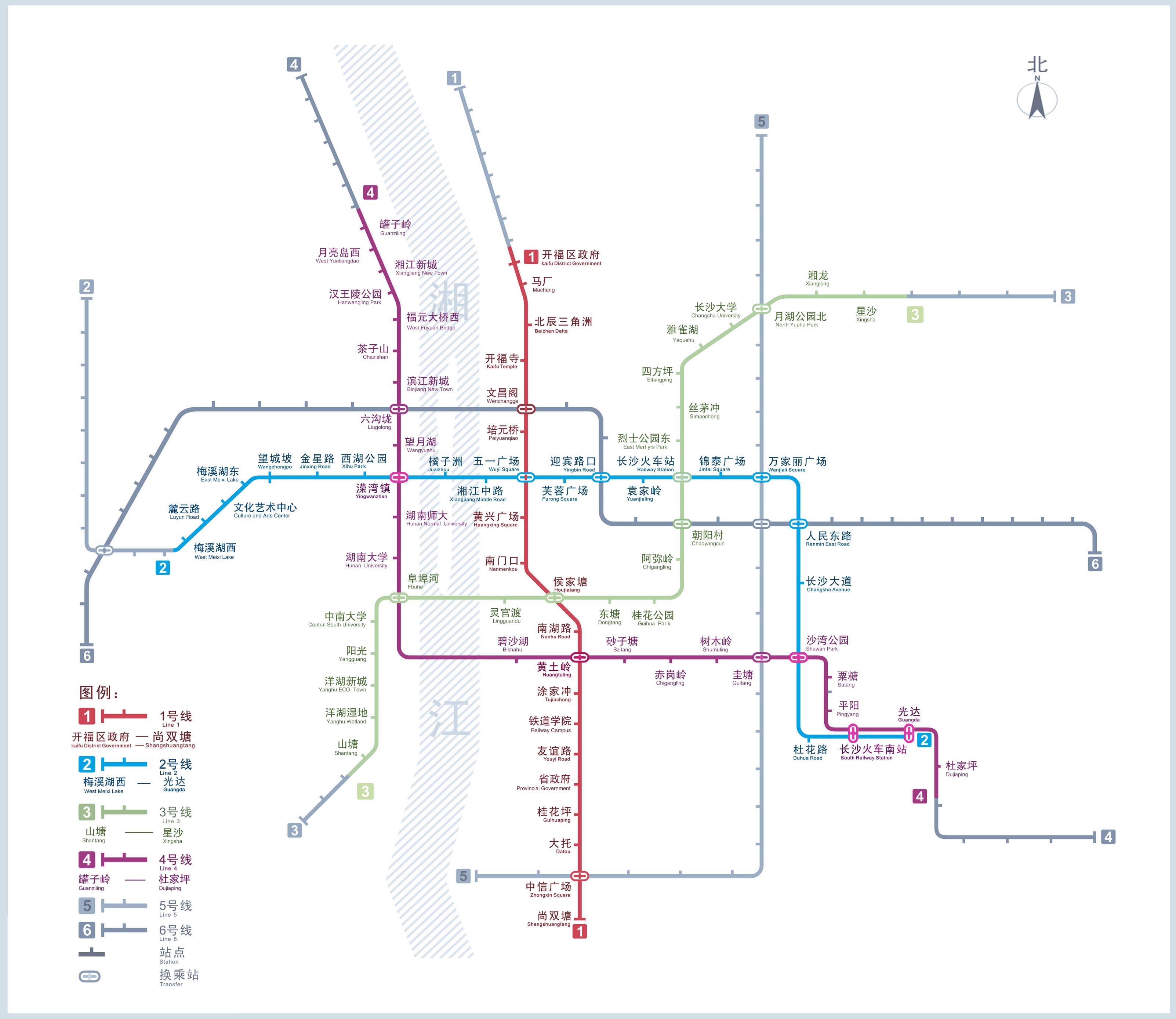長沙地下鉄の路線図