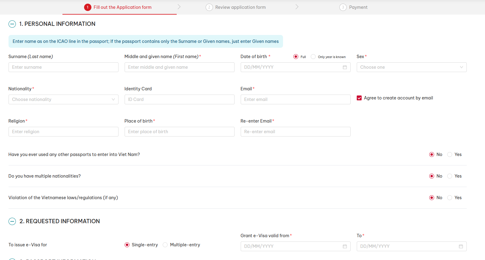 How to apply visa step 1