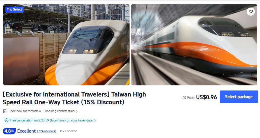 Plan the Taiwan Trip with More Deals [Exclusive for International Travelers] Taiwan High Speed Rail One-Way Ticket (15% Discount)
