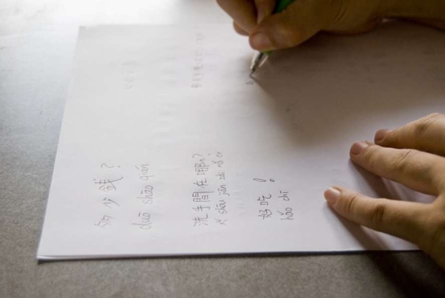 中国語で書かれたメモ