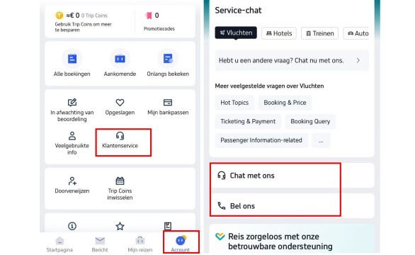 Stap 2: Kies de gewenste Trip.com-klantenservice