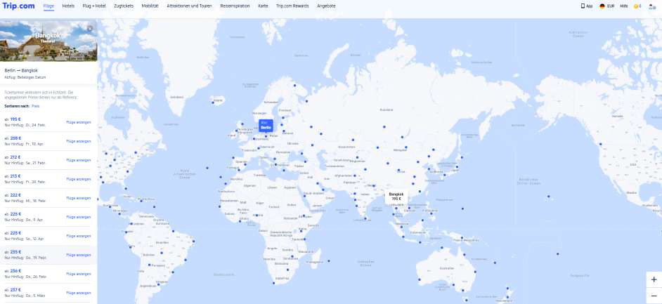 Trip.com Kartenansicht