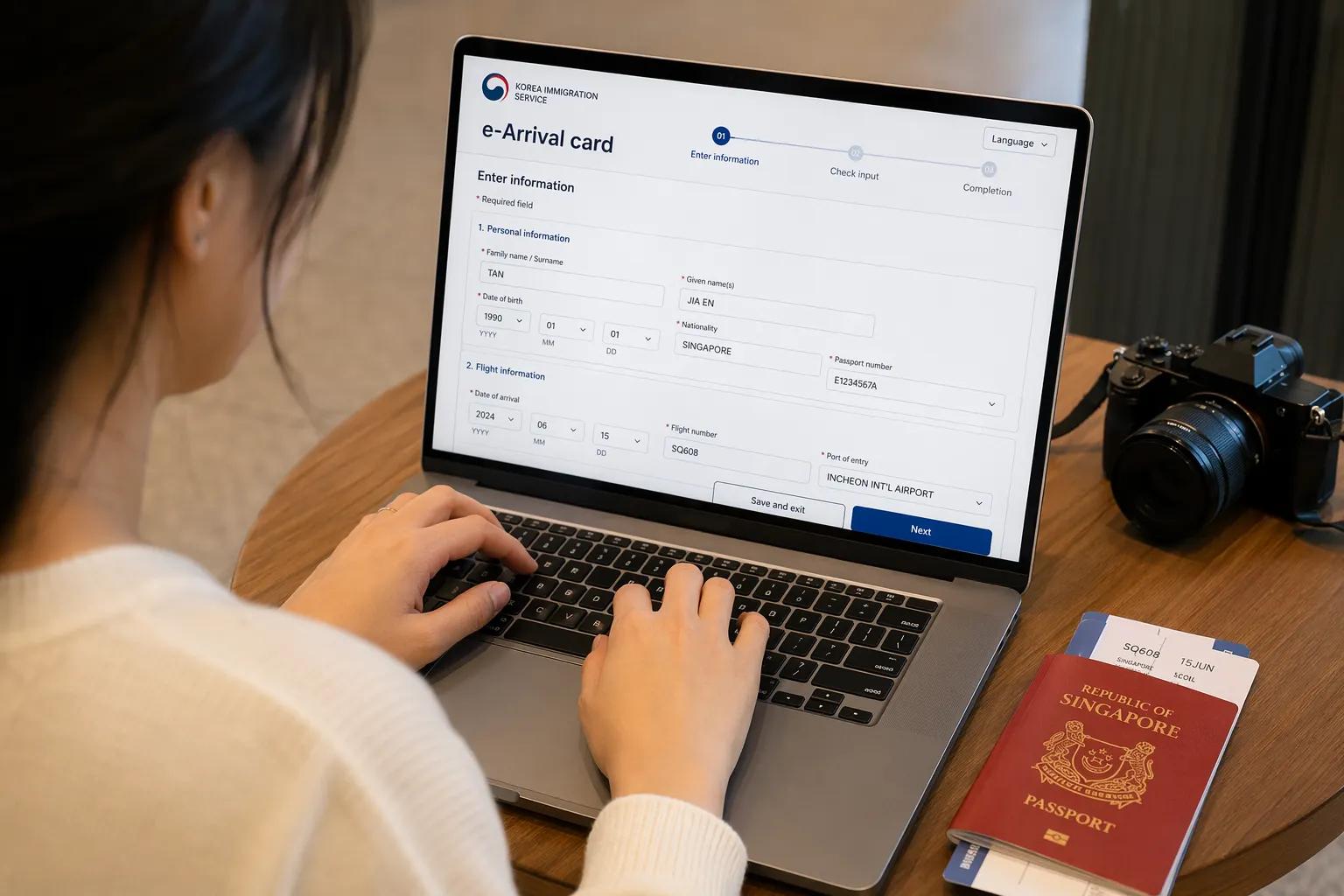 tourist fill in korea e arrival card online