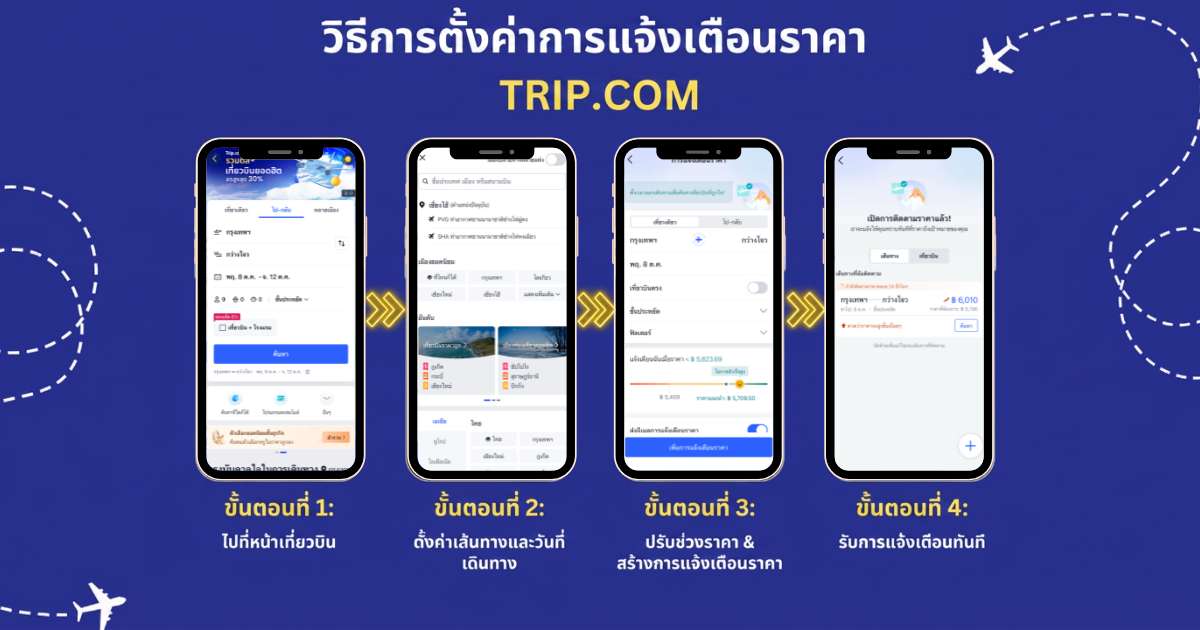 วิธีตั้งค่าแจ้งเตือนราคา Trip.com 
