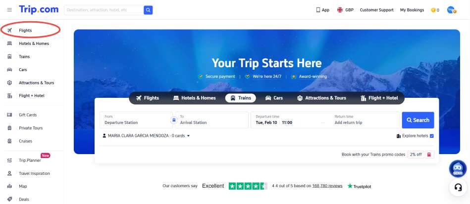 How to Access the Map View on Trip.com: Open the Trip.com website