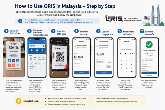 tell how to use QRIS in Malaysia step by step