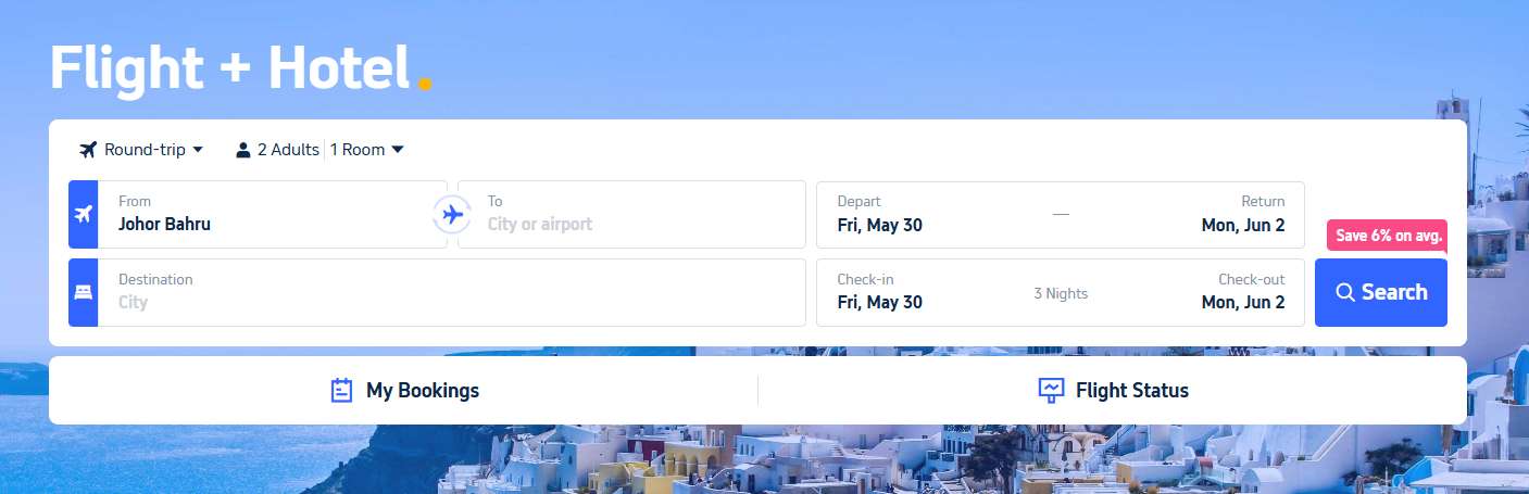 Book Flights Together with Hotels
