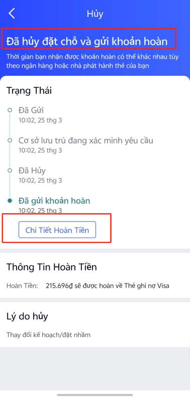 hoàn tiền khách sạn trip.com