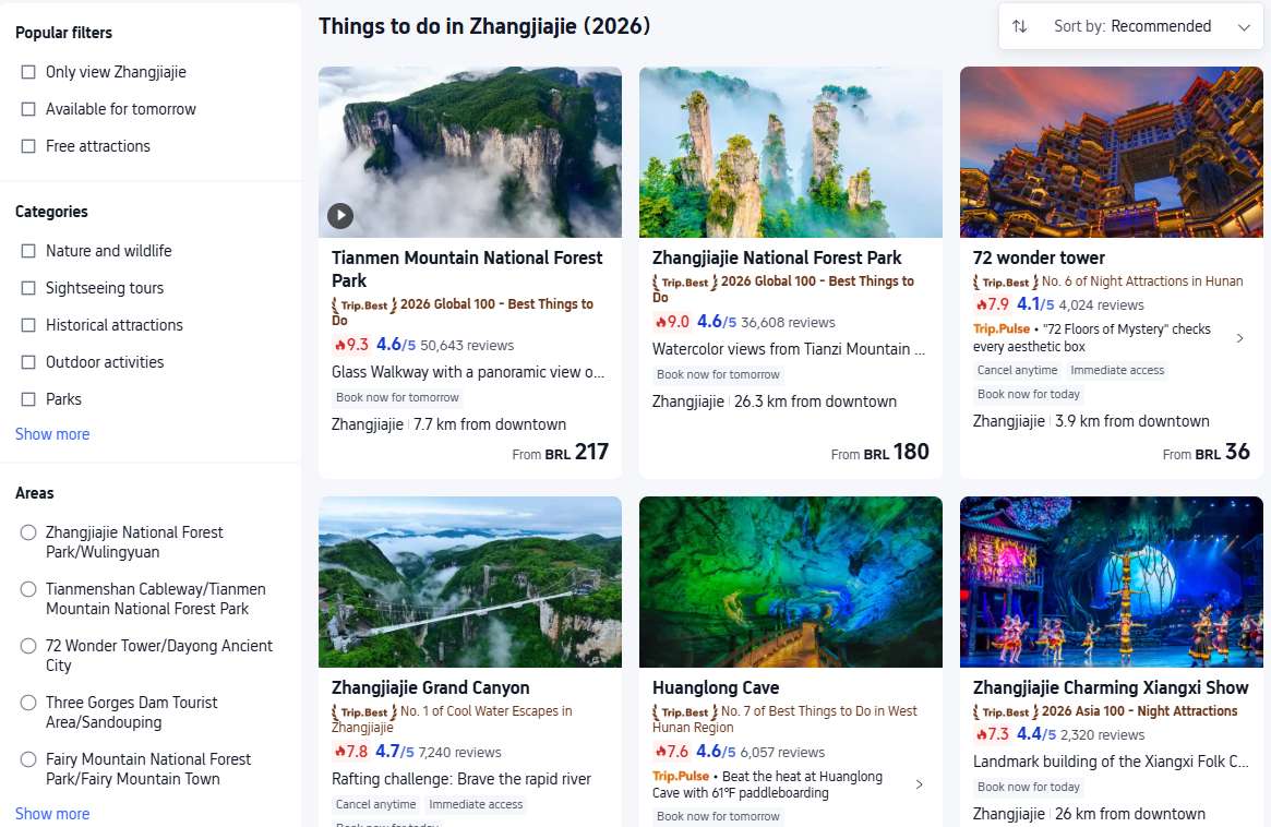 Top 10 Zhangjiajie Attractions at a Glance