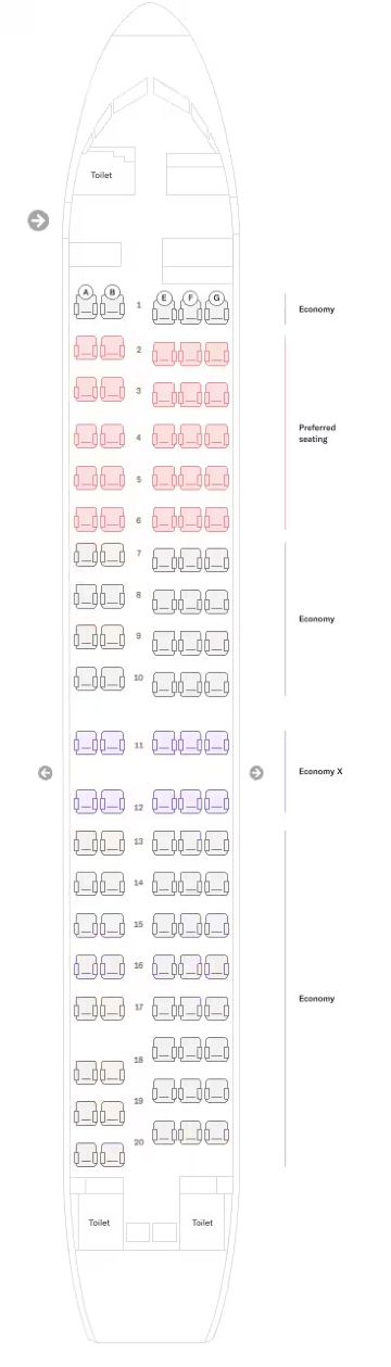Virgin Australia Seat Map | Fokker 100