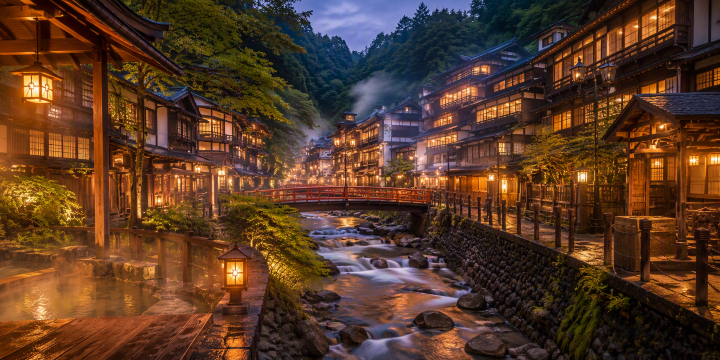 温泉街の風景