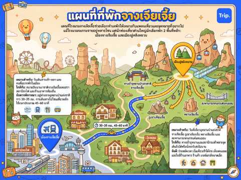 แผนที่ที่พักจางเจียเจี้ย