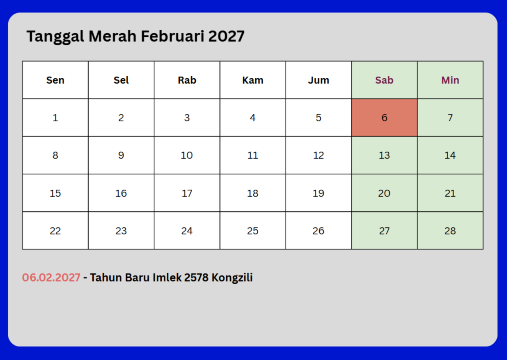 hari libur nasional 2027 februari