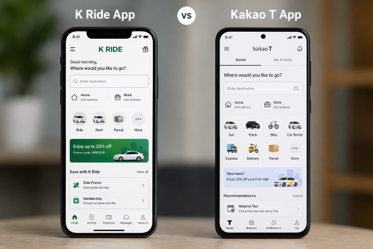 K Ride vs Kakao T App