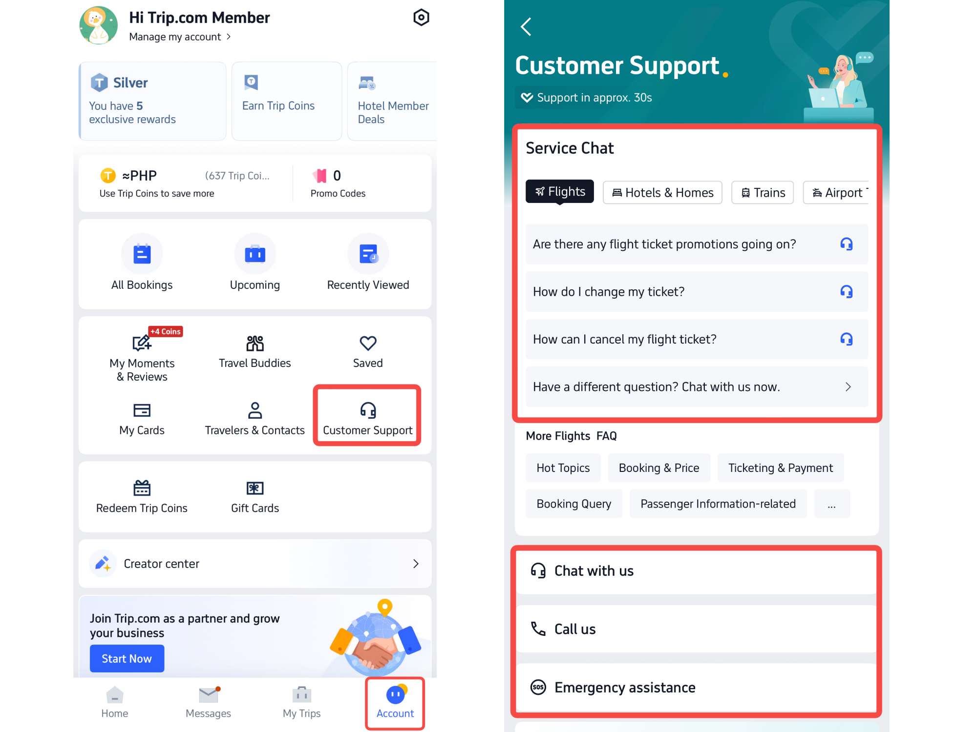 Step 1: Enter the Trip.com App to Find Trip.com Customer Support