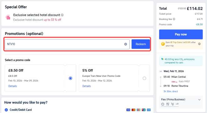Trip.com special train offer prmoe code