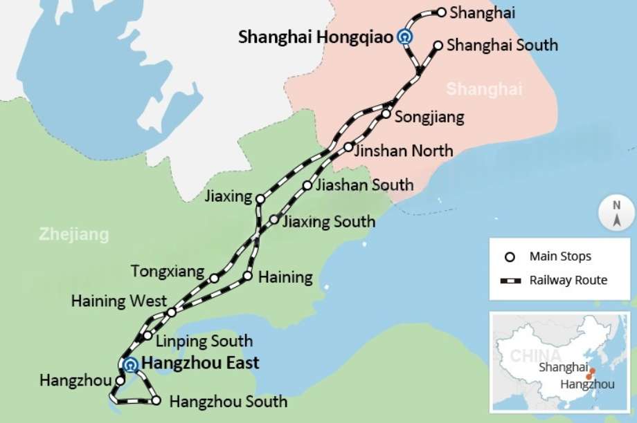 Shanghai–Hangzhou High-Speed Railway Network Map