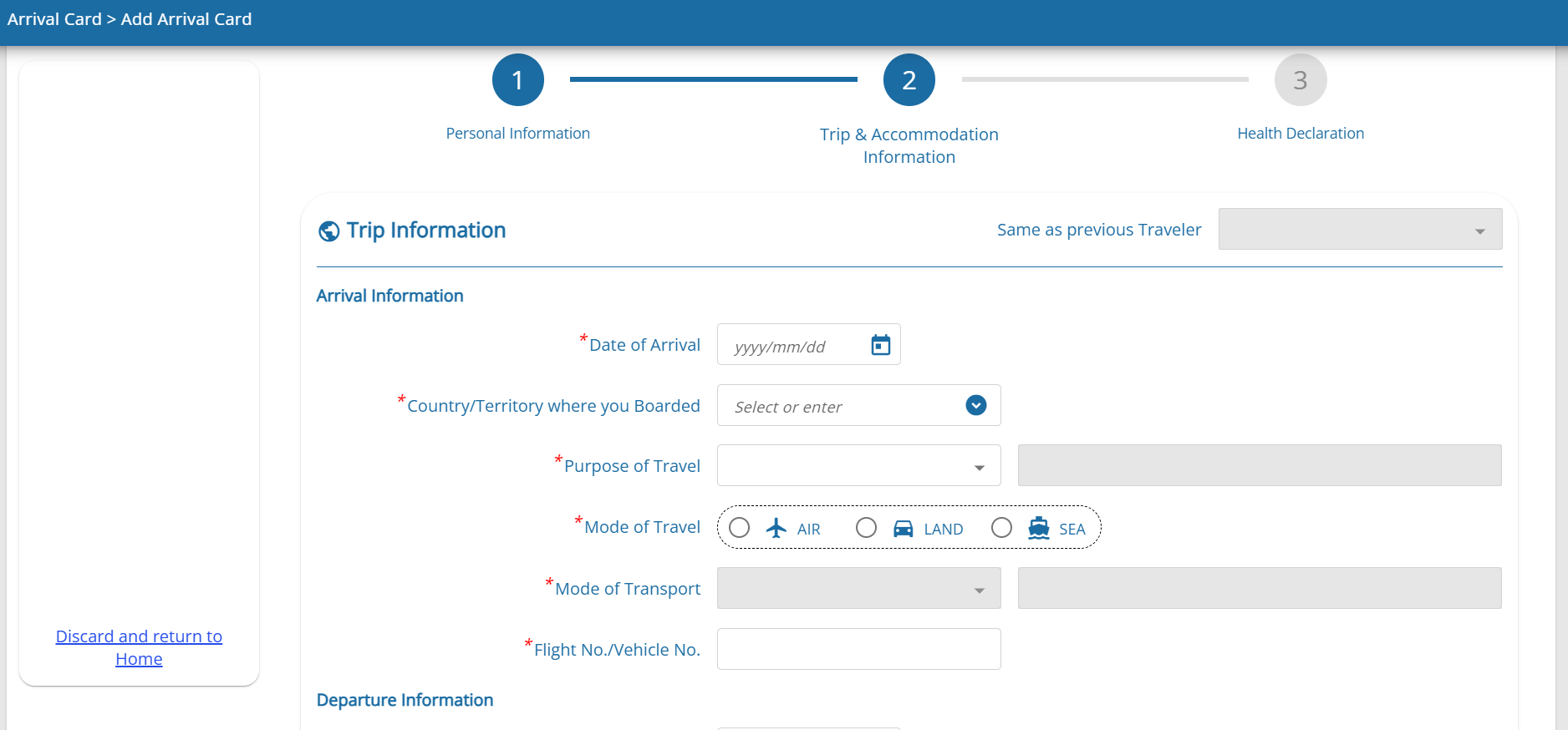 thailand arrival card form