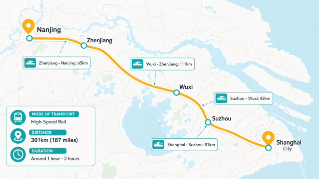 Shanghai to Nanjing high-speed train map: route, distance and duration