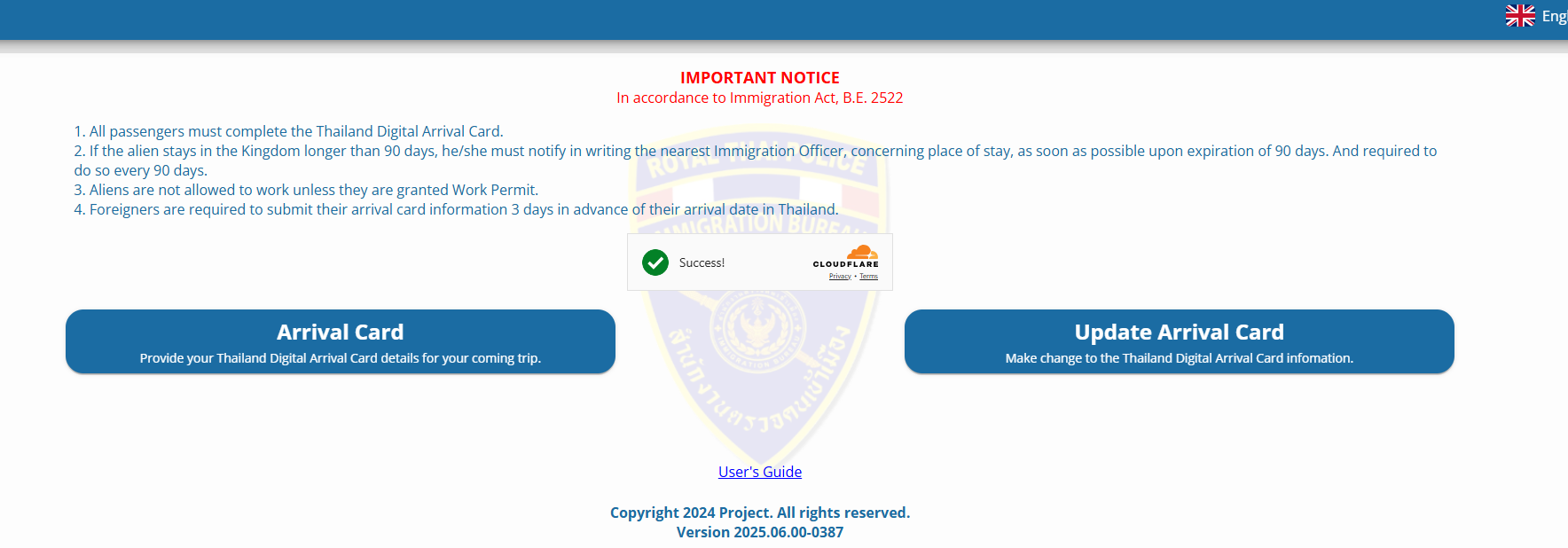 Thailand Arrival Card Official Website